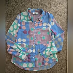 Vibrant Polka Dot and Stripe Shirt